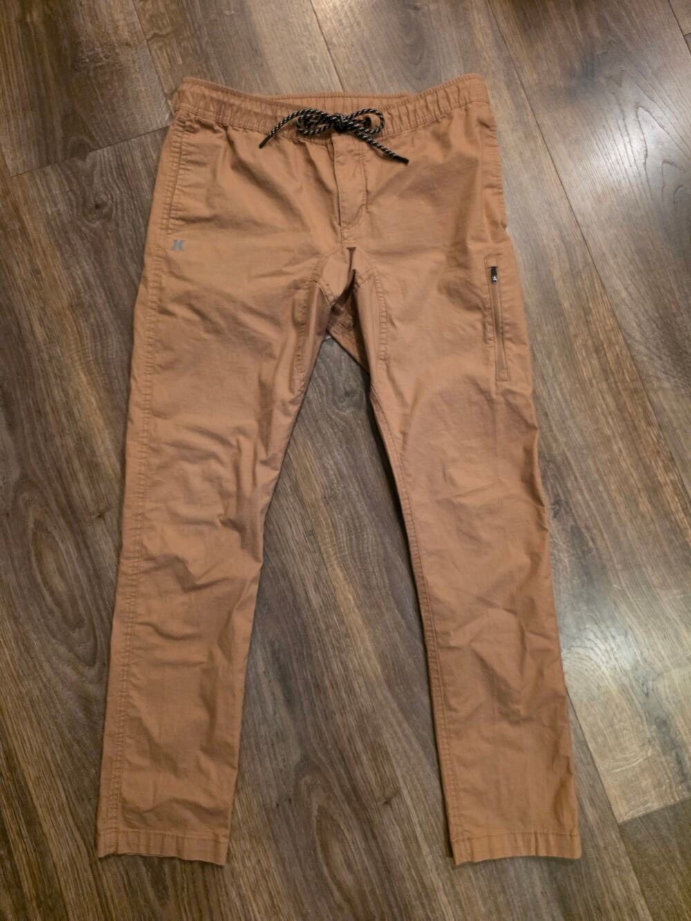 Hurley Men’s Tan Brown Ripstop Pull-On Drawstring Cargo Pants Size Large